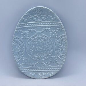 Magenta Exclusive Light Blue Easter Egg Shaped Plate Embossed 6" W x 8"T Decor